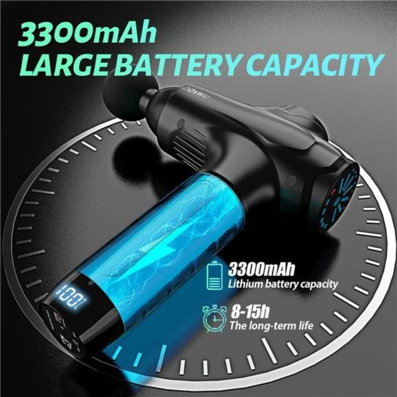 Massage Gun -  Handheld Massager Electric Portable Massager - Black (15 Heads) - Picture 5 of 5